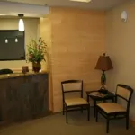 Front desk and chairs